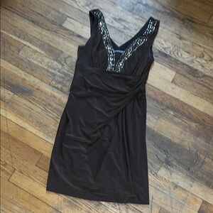 Anne Klein Black Midi Dress with Silver Accents